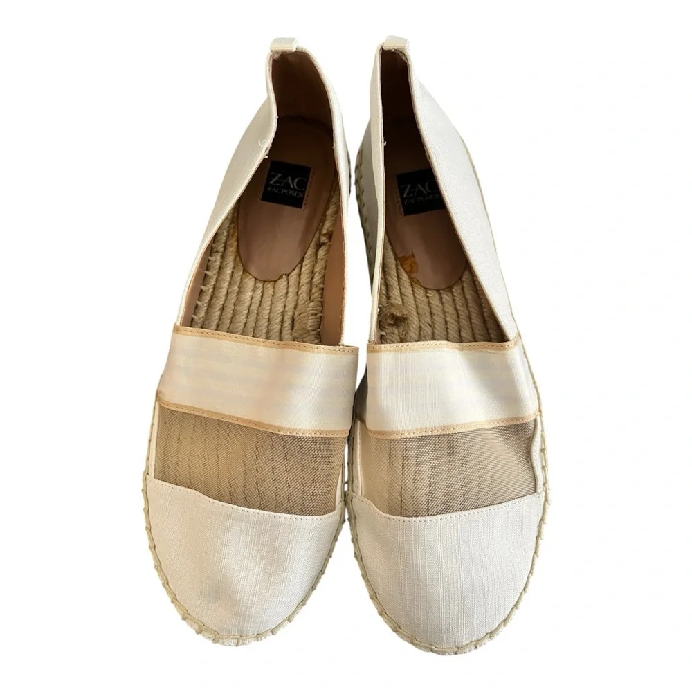 ZAC Zac Posen Textile Mesh Espadrille Flats Ivory/Nude Size 8M